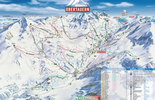 Harta pârtiilor de ski din Obertauern. Atribute: la vale. Publicată în 2019.