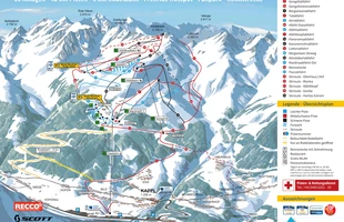 Harta pârtiilor de ski din Ischgl. Kappl. Atribute: la vale. Publicată în 2016.