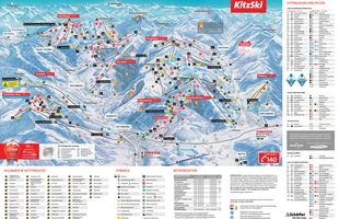 Harta pârtiilor de ski din Kitzbühel. Atribute: la vale. Publicată în 2021.