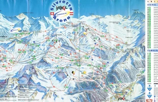 Harta pârtiilor de ski din Ischgl. Ischgl - Samnaun. Atribute: la vale. Publicată în 2001.