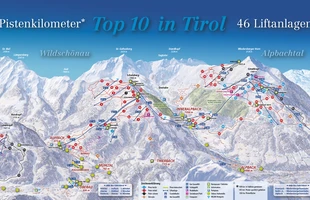 Harta pârtiilor de ski din Alpbach. Atribute: la vale. Publicată în 2016.