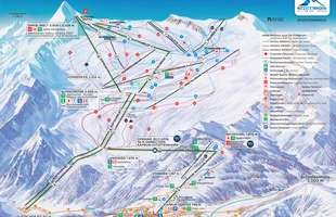 Harta pârtiilor de ski din Zell am See. Harta pistelor pentru 2019/20. Atribute: la vale. Publicată în 2019.