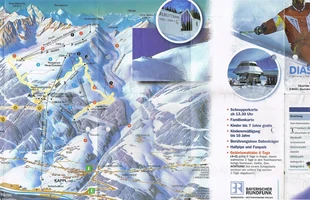 Harta pârtiilor de ski din Ischgl. Kappl. Atribute: la vale. Publicată în 2001.