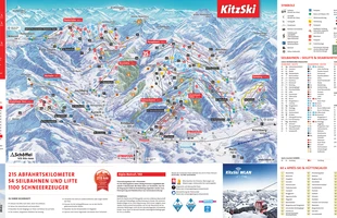 Harta pârtiilor de ski din Kitzbühel. 2017-18. Atribute: la vale. Publicată în 2017.