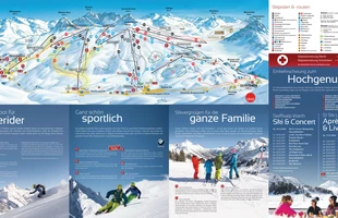 Harta pârtiilor de ski din St. Anton am Arlberg. Warth. Atribute: la vale. Publicată în 2016.