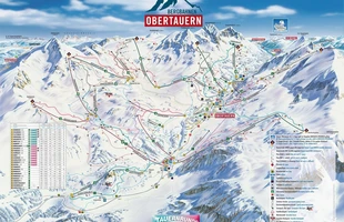 Harta pârtiilor de ski din Obertauern. Atribute: la vale. Publicată în 2015.