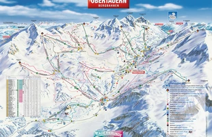 Harta pârtiilor de ski din Obertauern. Atribute: la vale. Publicată în 2013.