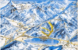 Harta pârtiilor de ski din Zell am See. Atribute: la vale. Publicată în 1993.