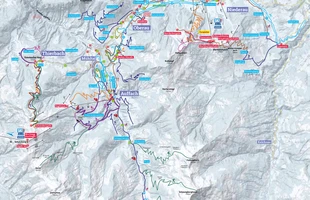 Harta pârtiilor de ski din Alpbach. Wildschönau Wanderfreizeitkarte / Activități de iarnă. Atribute: drumeții, nordic. Publicată în 2019.