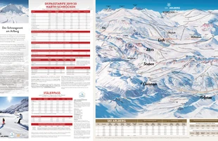 Harta pârtiilor de ski din St. Anton am Arlberg. Atribute: la vale, drumeții, nordic. Publicată în 2019.