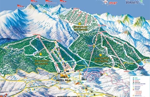 Harta pârtiilor de ski din Borovets. Atribute: la vale. Publicată în 2008.