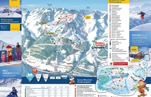 Harta pârtiilor de ski din Ischgl. Kappl. Atribute: la vale. Publicată în 2015.