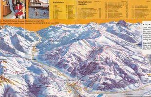 Harta pârtiilor de ski din Kitzbühel. 1970-1971. Atribute: la vale. Publicată în 1970.