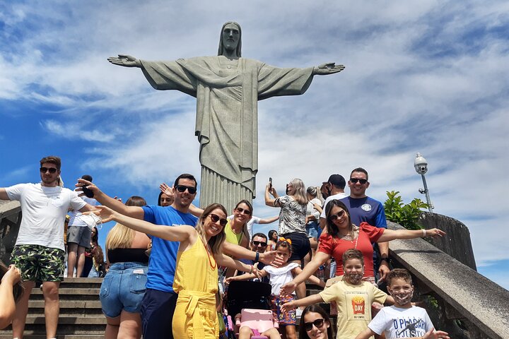 Three families with kids at Christ the redeemer 
