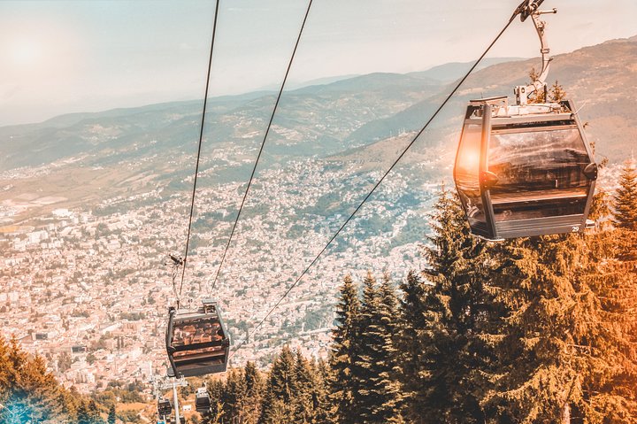 Sarajevo Cable Car with the city panorama
