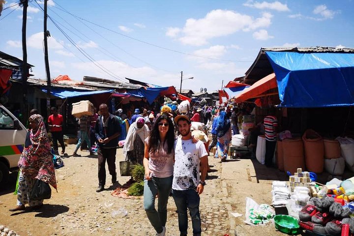 My guests having fun at the largest open-air market in Africa - Merkato.