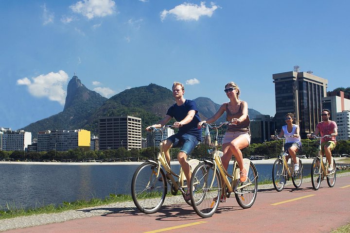 Biking with a view of Christ Statue
