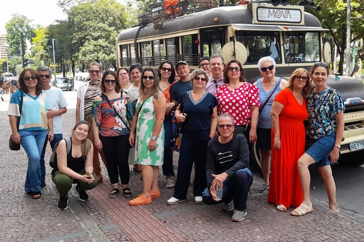 Starting the tour at Praça da Liberdade in front of the jardineira